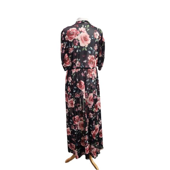 Shein Clasi Sheer Floral Mesh Hi-Lo Longline Top Size 3X - Picture 5 of 9